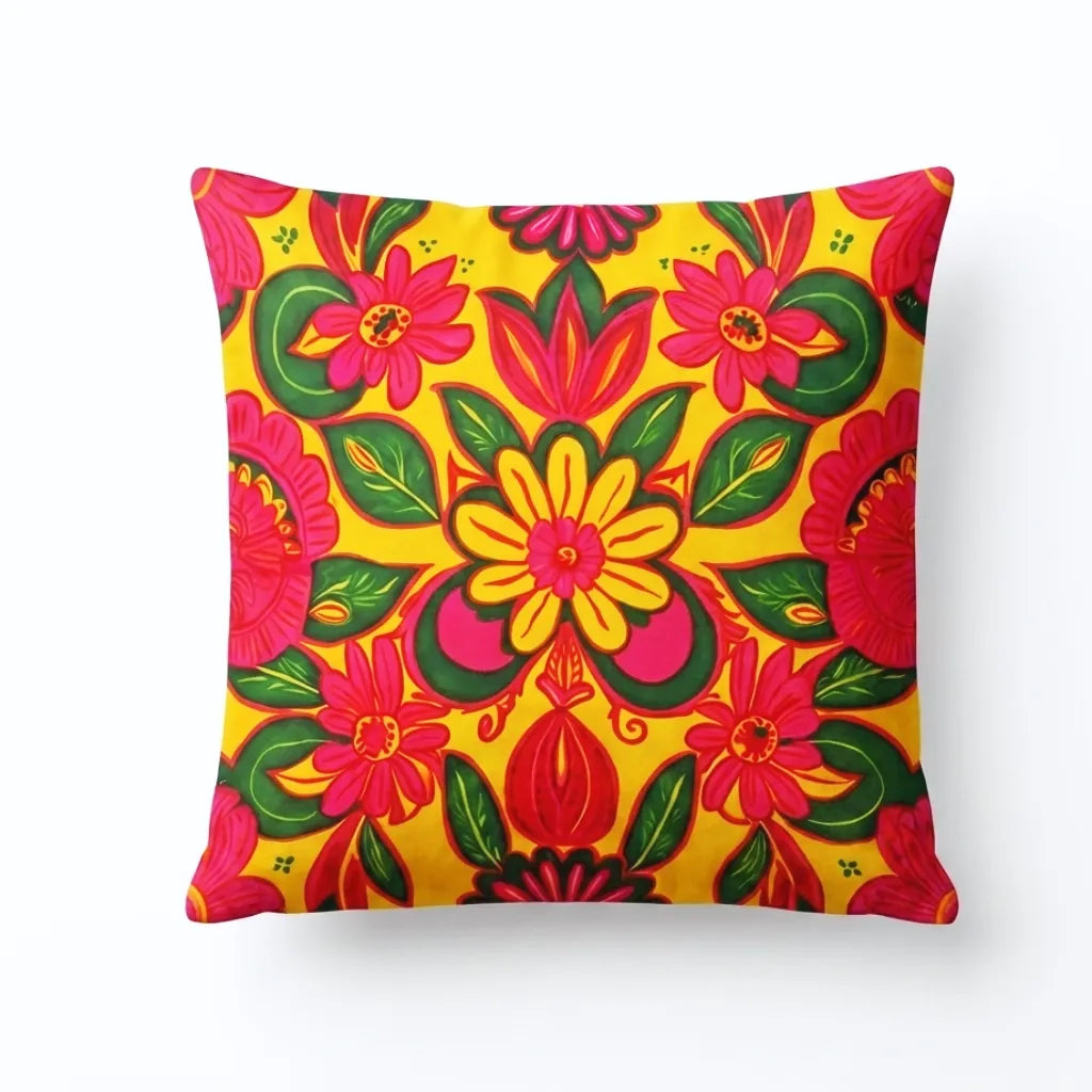 Marigold Bloom – Premium Velvet Suede Cushion Cover (16x16)