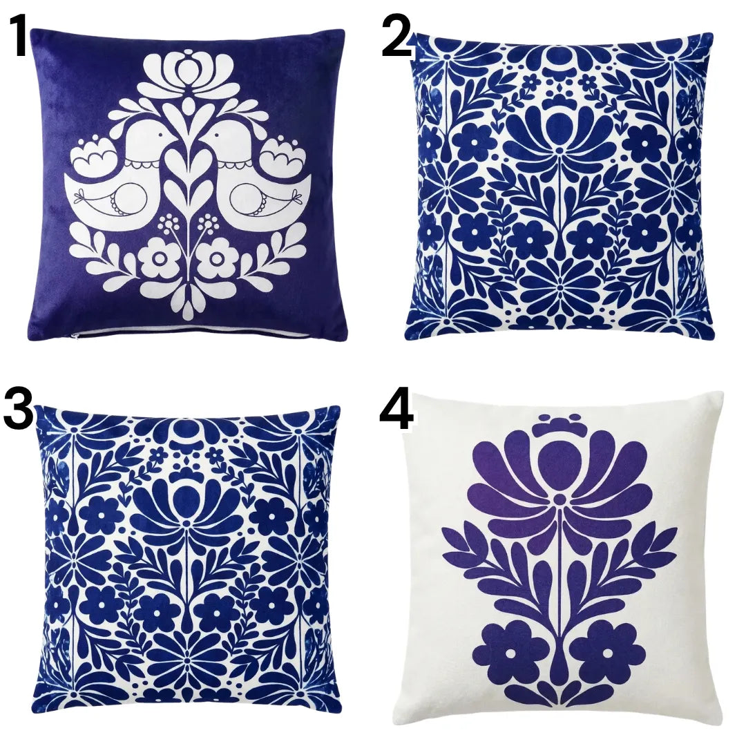 Indigo Folk – Premium Suede Cushion Cover (16x16)