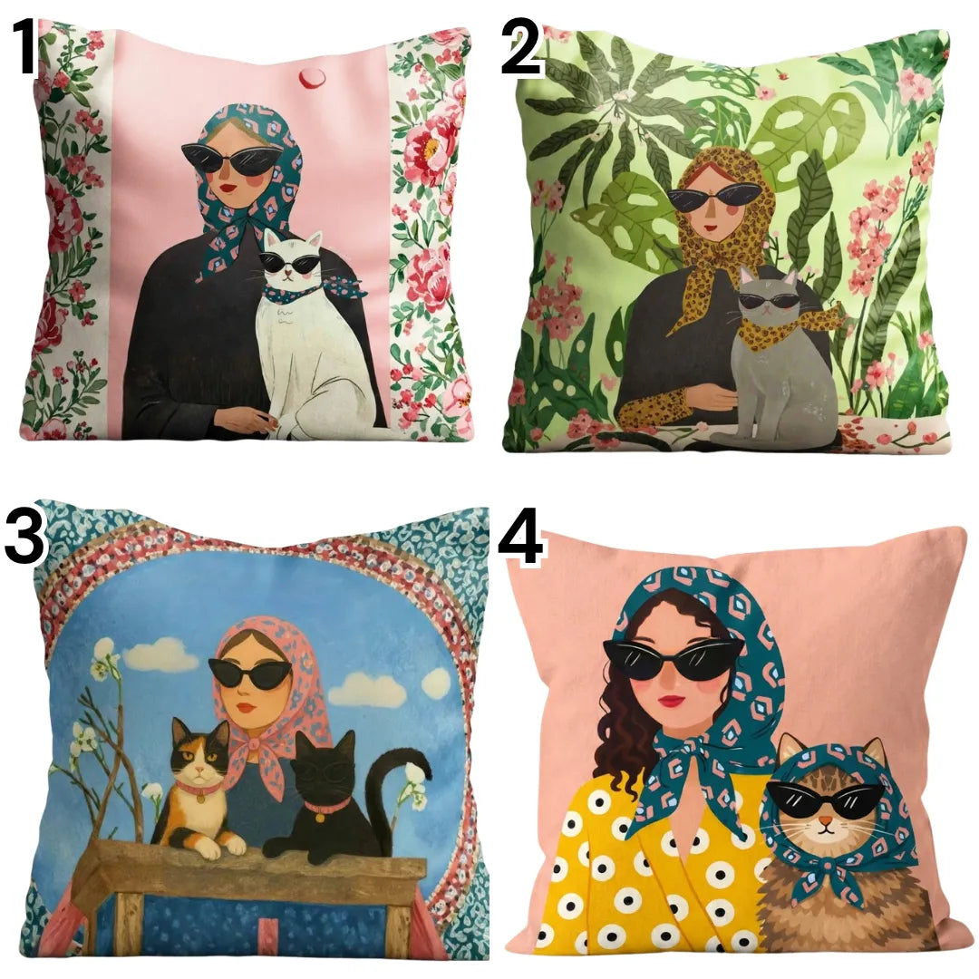 Cat Lady – Premium Suede Cushion Cover (16x16)