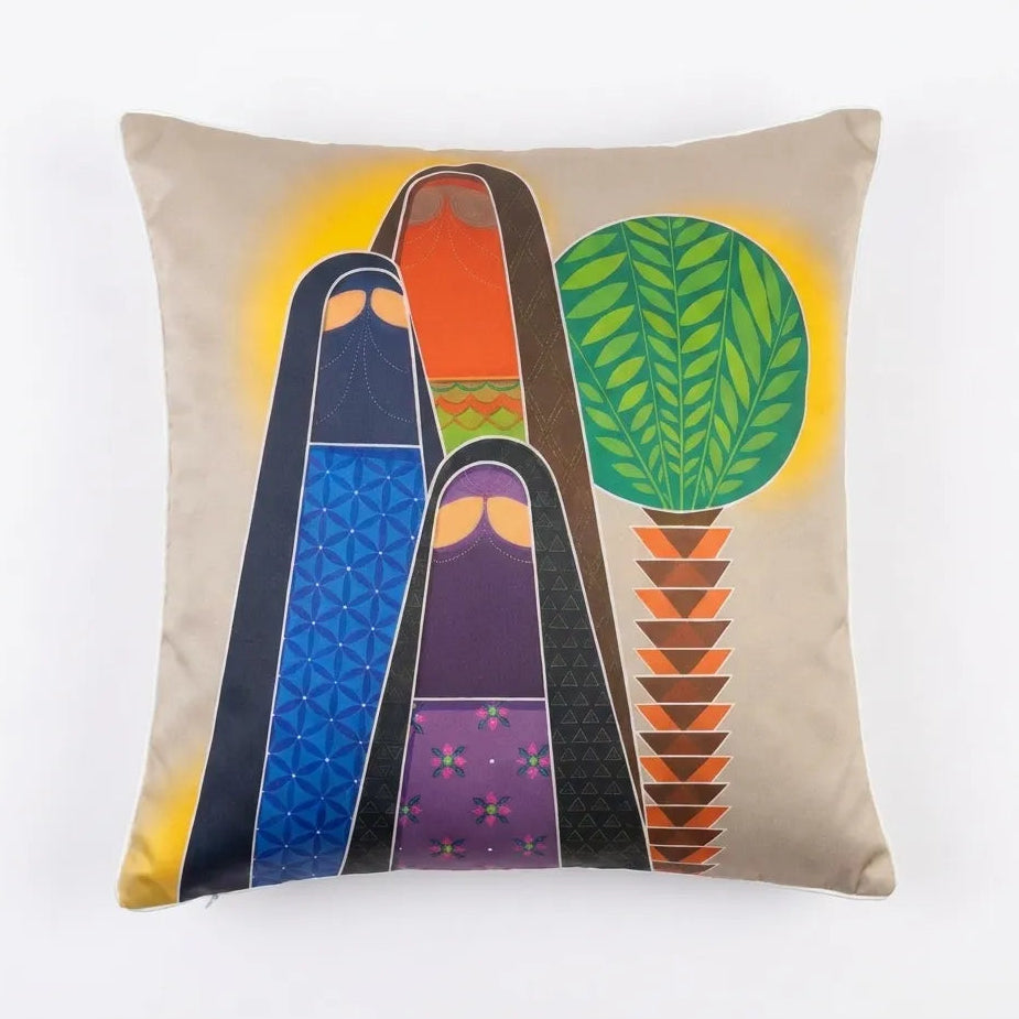 Heritage Oasis – Premium Satin Silk Cushion Cover (16x16)