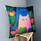 Cactus Cats – Premium Suede Cushion Cover (16x16)