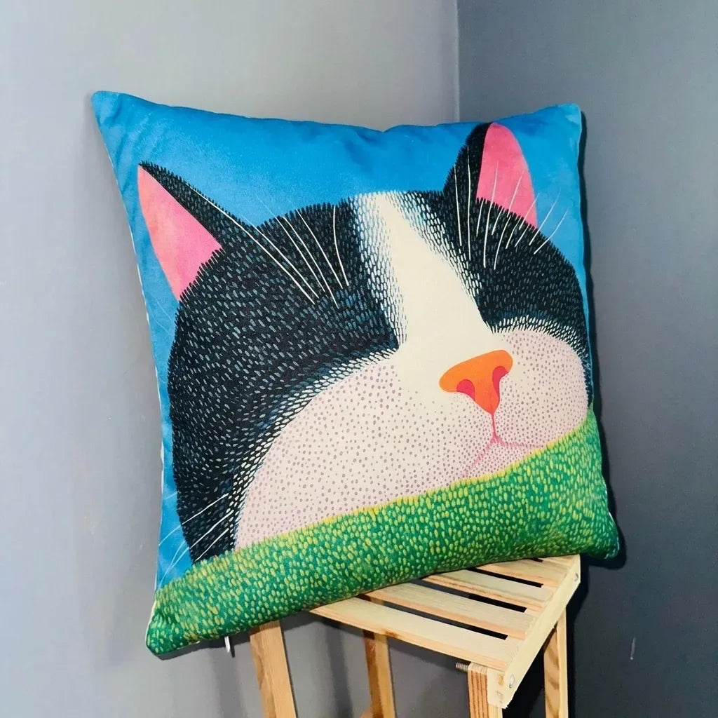 Peeking Paws – Premium Suede Cushion Cover (16x16)