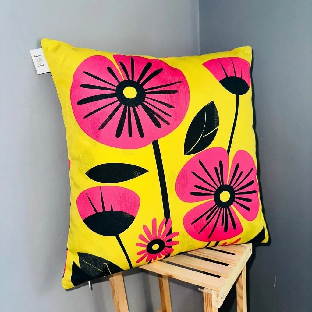 Golden Meadow – Premium Suede Cushion Cover(16x16)