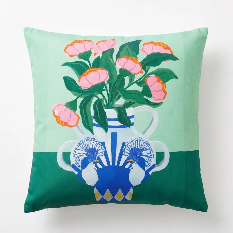 Mediterranean Bloom – Premium Suede Cushion Cover (16x16)