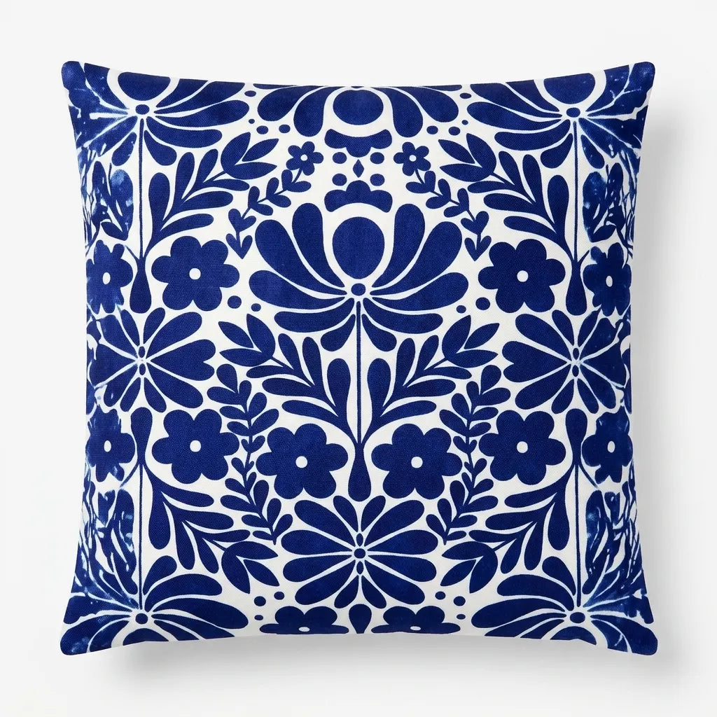 Indigo Folk – Premium Suede Cushion Cover (16x16)