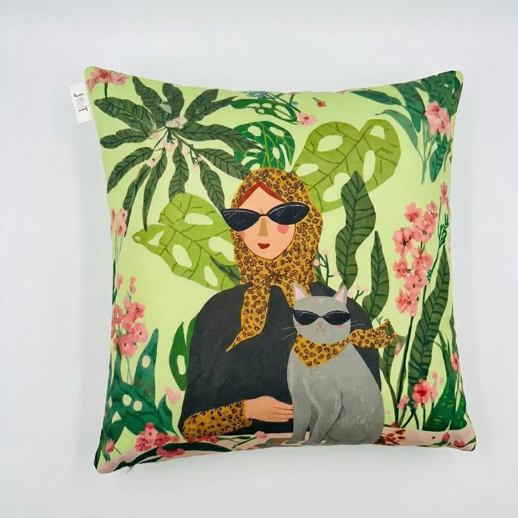Cat Lady – Premium Suede Cushion Cover (16x16)