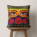 Truck Art Eyes – Premium Velvet Suede Cushion Cover (16x16)
