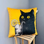 Lemonade Cat – Premium Velvet Cushion Cover (16x16)