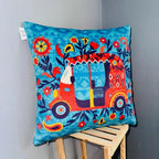 Boho Rickshaw – Premium Velvet Cushion Cover (16x16)