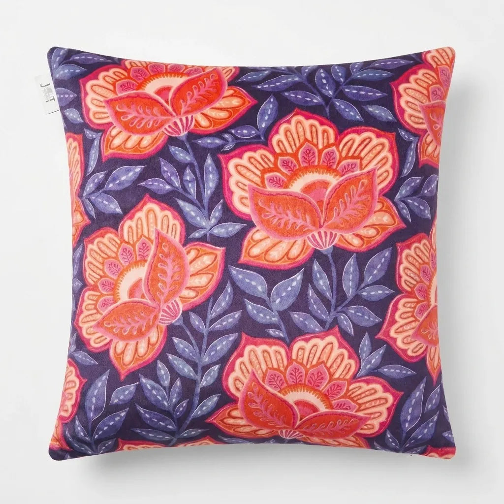 Coral Lotus – Premium Velvet Cushion Cover (16x16)