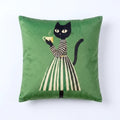 Teatime Cat – Premium Velvet Suede Cushion Cover (18x18)