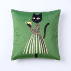 Teatime Cat – Premium Velvet Suede Cushion Cover (18x18)