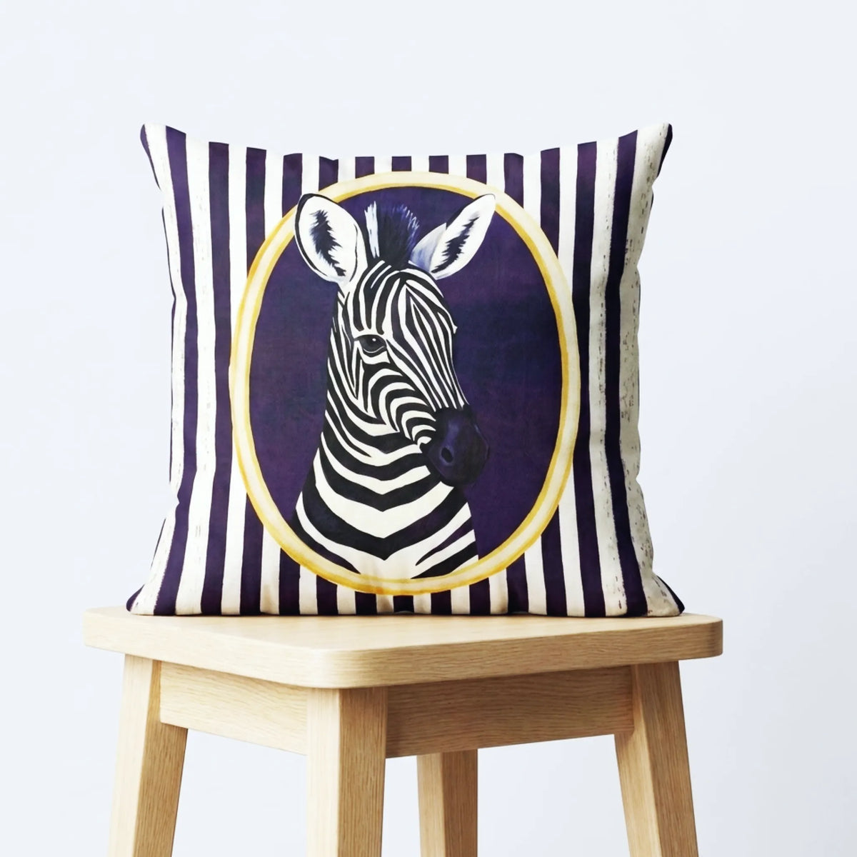 Regal Zebra – Premium Velvet Suede Cushion Cover (18x18)
