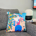 Mediterranean Escape – Premium Velvet Cushion Cover (16x16)